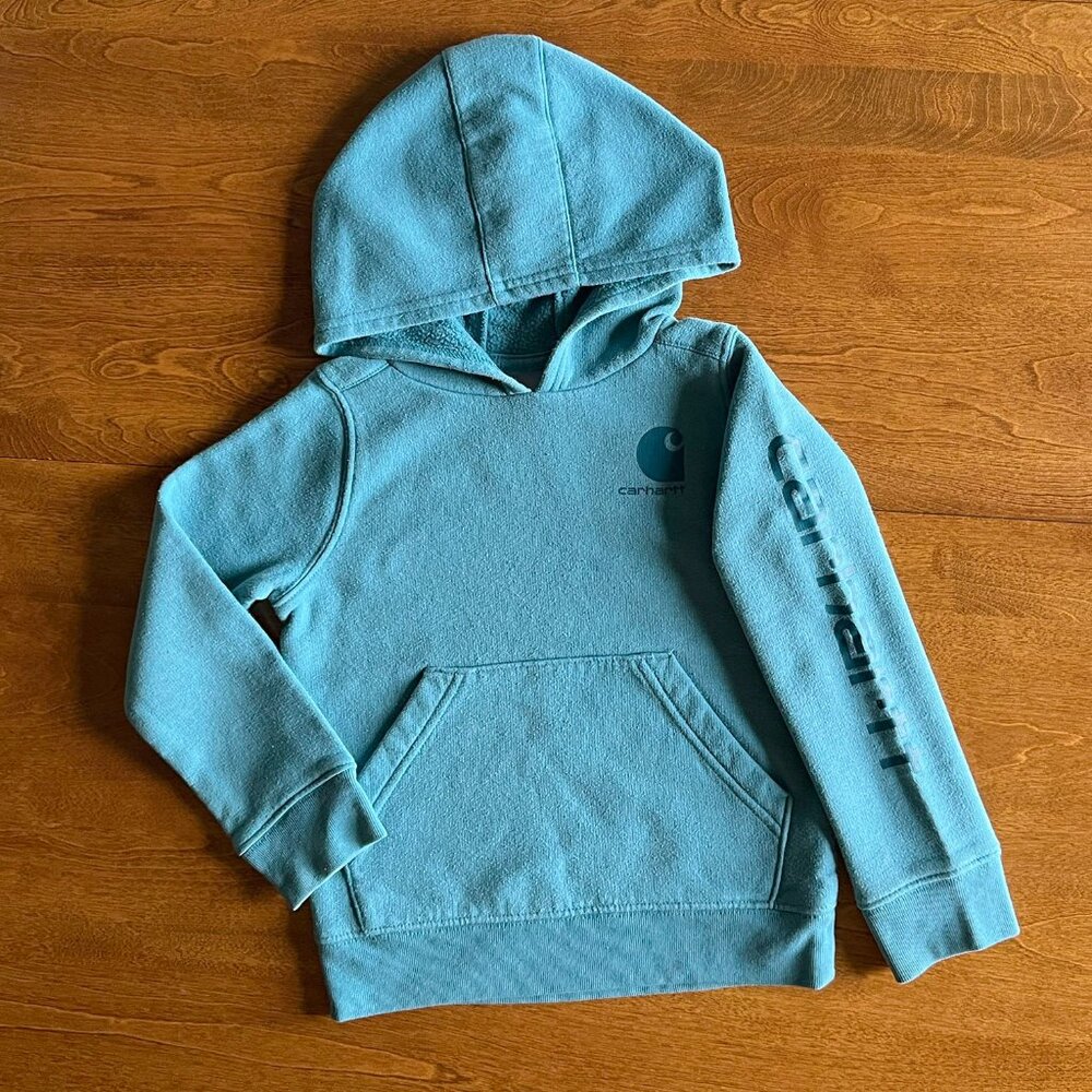 Carhartt teal blue logo hoodie 5